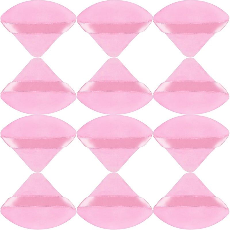 JOLY Triangle Powder Puff Face Makeup Sponge Beauty Blender Stocking Stuffers Puffs for Women apply Loose Powder and Foundation (12Pcs Pink) - Image 1